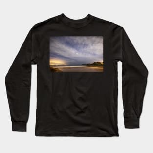 Caswell Bay on Gower in Wales at Night Long Sleeve T-Shirt